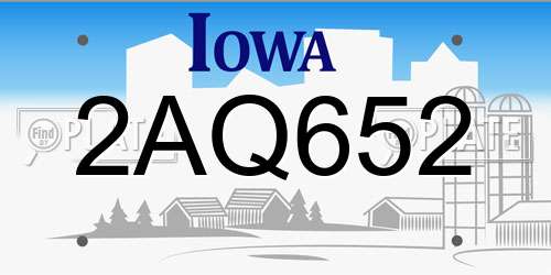 2AQ652 Iowa License Plate