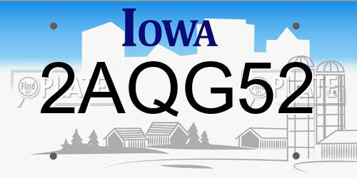 2AQG52 Iowa License Plate