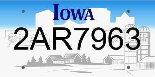 2AR7963 Iowa License Plate