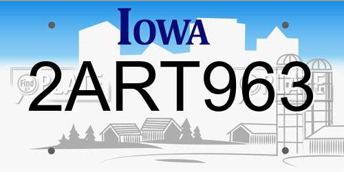 2ART963 Iowa License Plate