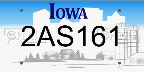 2AS161 Iowa License Plate