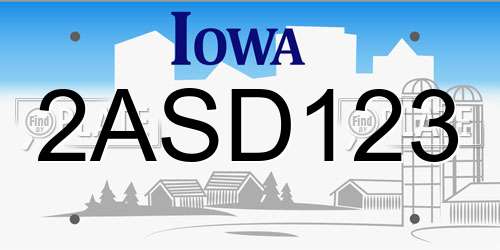 2ASD123 Iowa License Plate