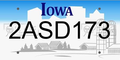 2ASD173 Iowa License Plate