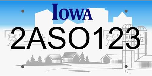 2ASO123 Iowa License Plate