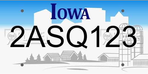 2ASQ123 Iowa License Plate