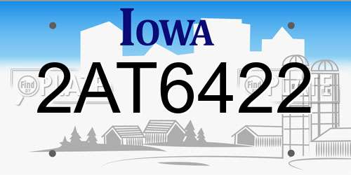 2AT6422 Iowa License Plate
