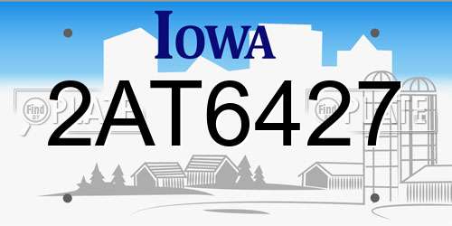 2AT6427 Iowa License Plate