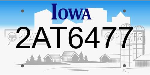 2AT6477 Iowa License Plate