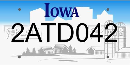 2ATD042 Iowa License Plate