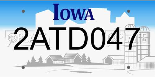 2ATD047 Iowa License Plate