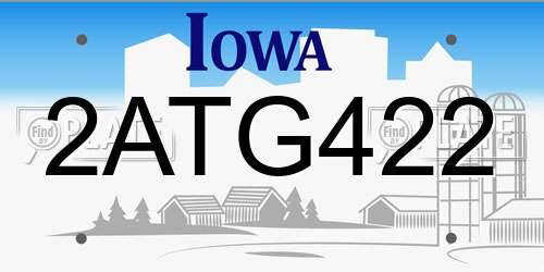 2ATG422 Iowa License Plate