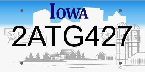 2ATG427 Iowa License Plate