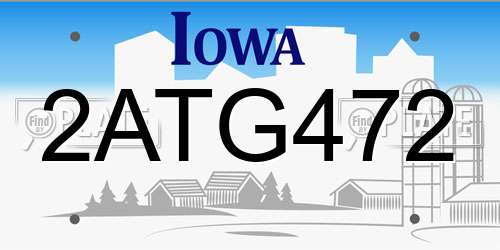 2ATG472 Iowa License Plate