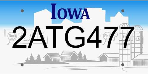 2ATG477 Iowa License Plate