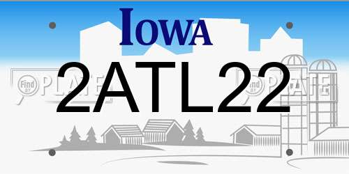 2ATL22 Iowa License Plate