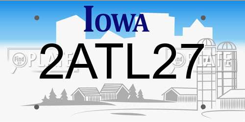 2ATL27 Iowa License Plate