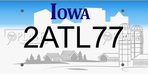 2ATL77 Iowa License Plate