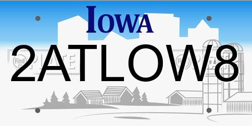 2ATLOW8 Iowa License Plate