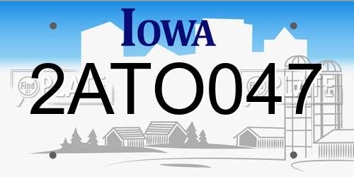 2ATO047 Iowa License Plate