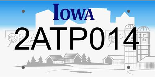 2ATP014 Iowa License Plate