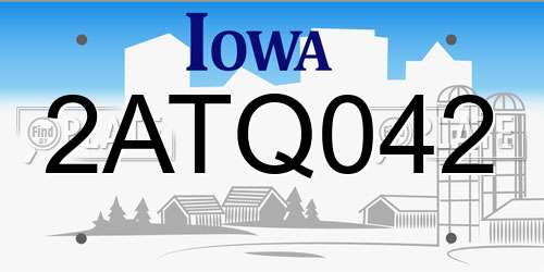 2ATQ042 Iowa License Plate