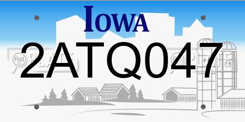 2ATQ047 Iowa License Plate