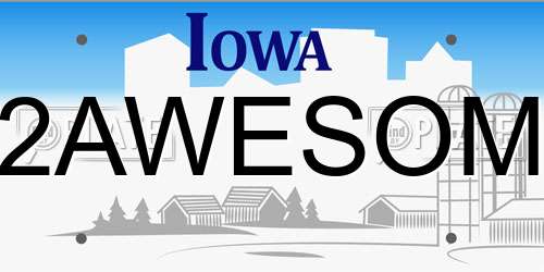 2AWESOM Iowa License Plate