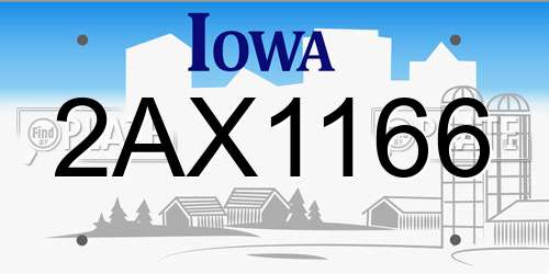 2AX1166 Iowa License Plate