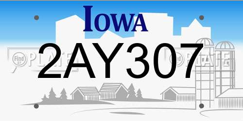 2AY307 Iowa License Plate