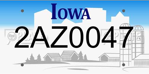2AZ0047 Iowa License Plate