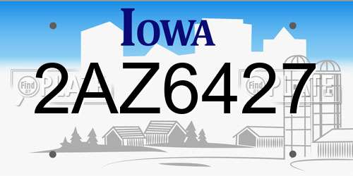 2AZ6427 Iowa License Plate