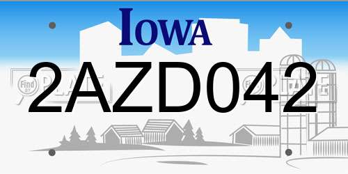 2AZD042 Iowa License Plate