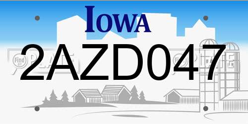 2AZD047 Iowa License Plate