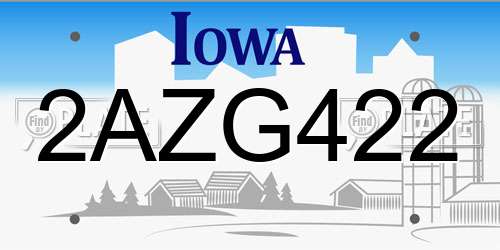 2AZG422 Iowa License Plate