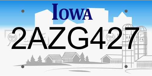 2AZG427 Iowa License Plate