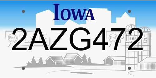 2AZG472 Iowa License Plate