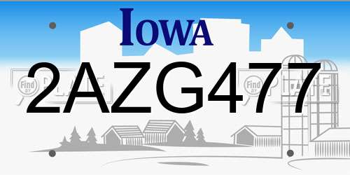 2AZG477 Iowa License Plate