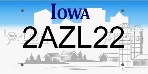 2AZL22 Iowa License Plate