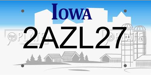 2AZL27 Iowa License Plate