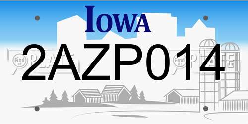 2AZP014 Iowa License Plate