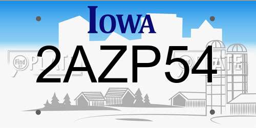 2AZP54 Iowa License Plate