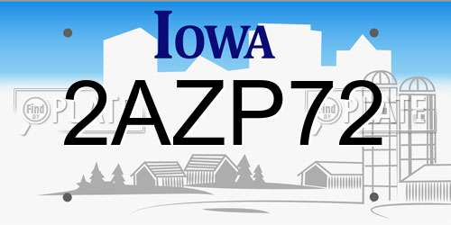 2AZP72 Iowa License Plate