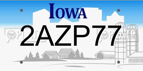 2AZP77 Iowa License Plate