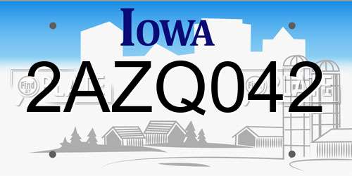 2AZQ042 Iowa License Plate