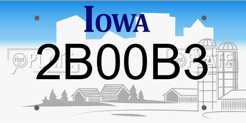 2B00B3 Iowa License Plate
