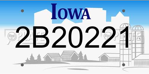 2B20221 Iowa License Plate