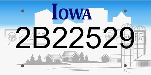 2B22529 Iowa License Plate