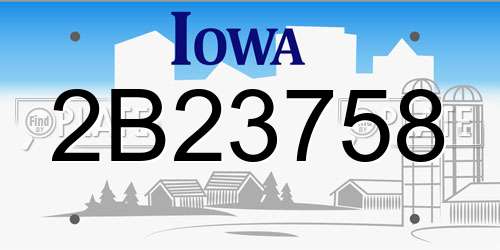 2B23758 Iowa License Plate