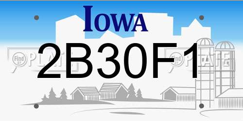 2B30F1 Iowa License Plate