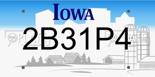 2B31P4 Iowa License Plate